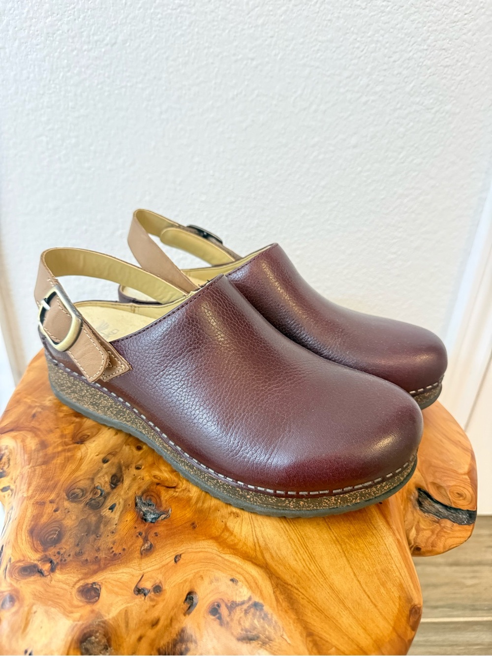 Dansko Burgundy Leather Clogs $45